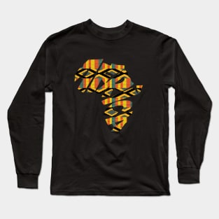 Africa Map with Kente Pattern, African Style Long Sleeve T-Shirt